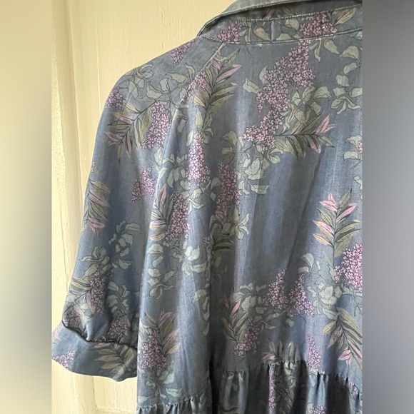 Natural Life Dress Womens XL Blue Floral Boho Relaxed Tiered Peasant Cottage - Picture 8 of 10